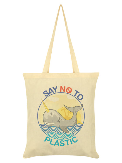 Say No To Plastic Cream Tote Bag