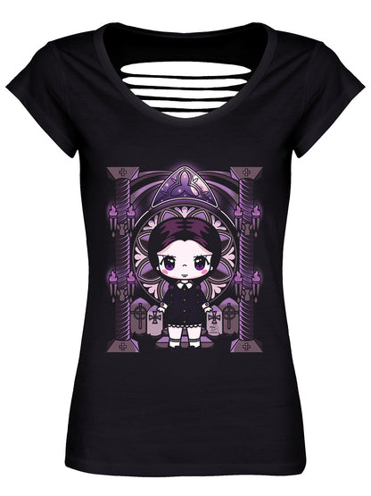 Mio Moon Miss Addams Black Razor Back T-Shirt