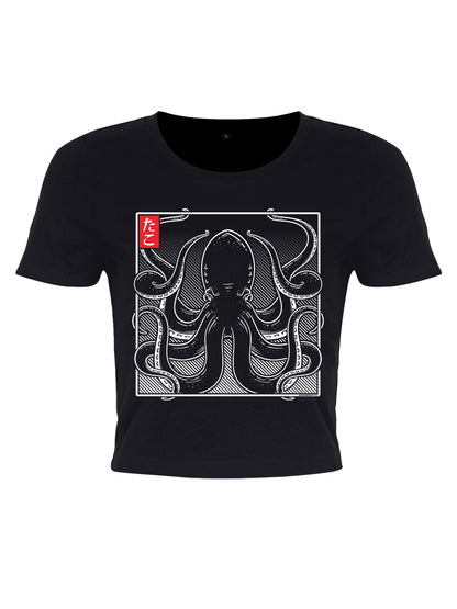 Unorthodox Collective Oriental Octopus Black Crop Top