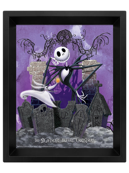 Nightmare Before Christmas Graveyard 3D Framed Lenticular Poster