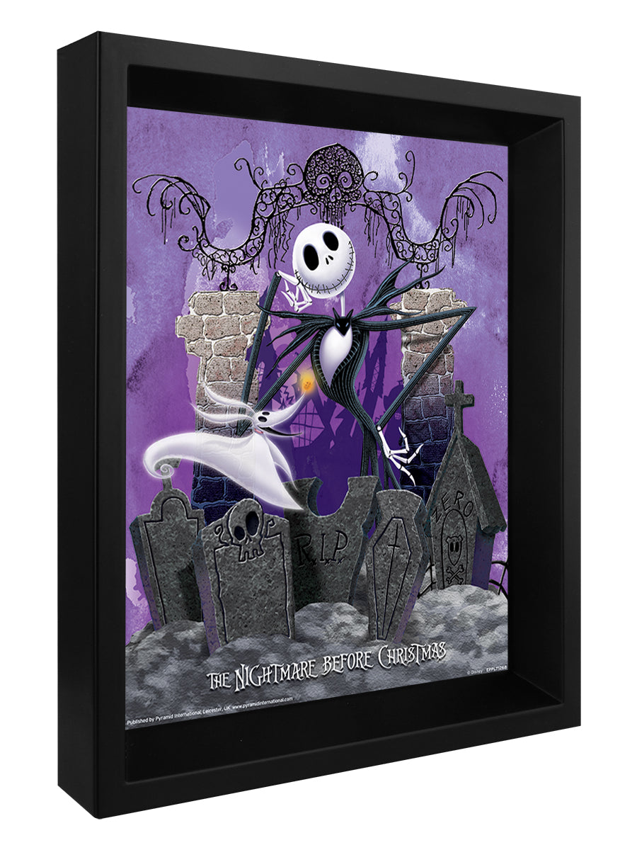 Nightmare Before Christmas Graveyard 3D Framed Lenticular Poster
