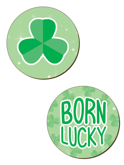St Patrick's Day Born Lucky 4 Piece Coaster Set