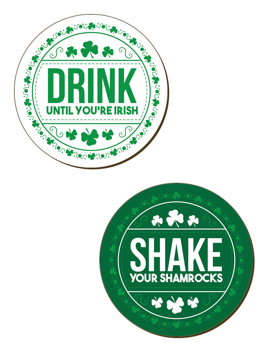St Patrick's Day Shake Your Shamrocks 4 Piece Coaster Set