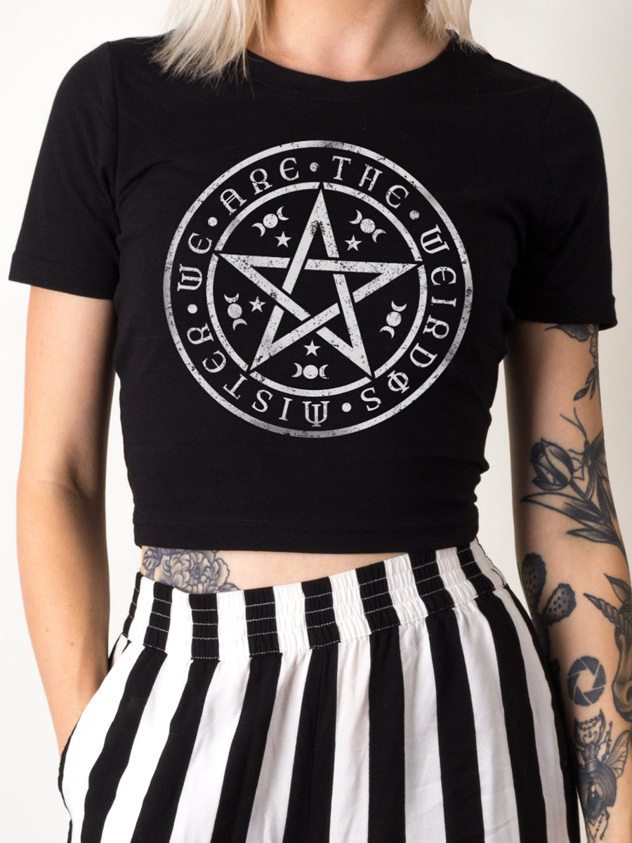 We Are The Weirdos Mister Pentagram Ladies Black Crop Top