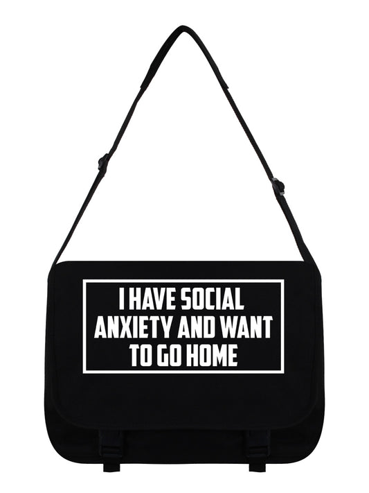 Social Anxiety Black Messenger Bag