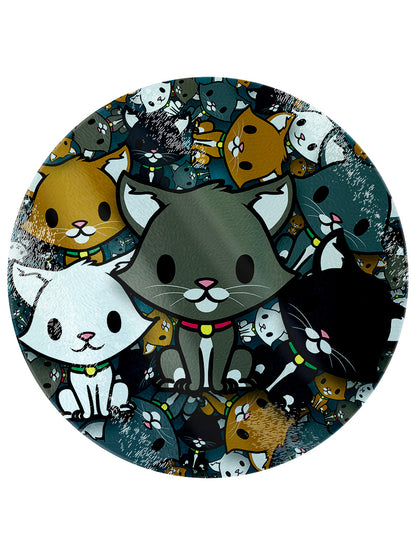 Kooky Kittens Circular Glass Chopping Board