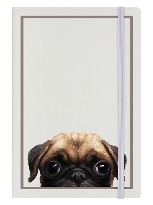 Inquisitive Creatures Pug Cream A5 Hard Cover Notebook