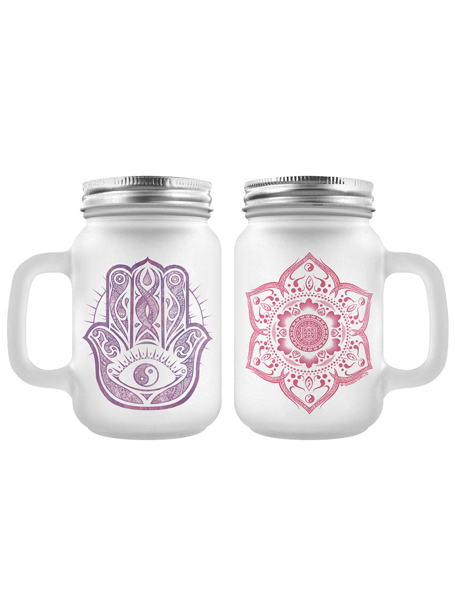 Peace & Protection Frosted Mason Jars - Set Of 2