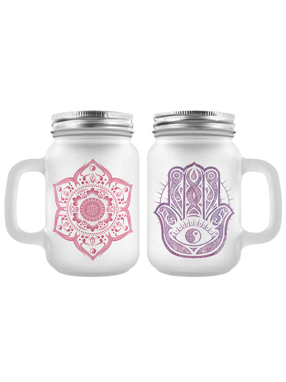 Peace & Protection Frosted Mason Jars - Set Of 2