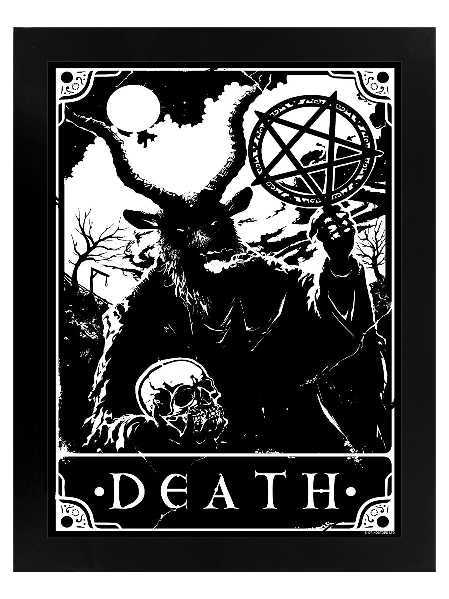 Deadly Tarot - Death Black Wooden Framed Print