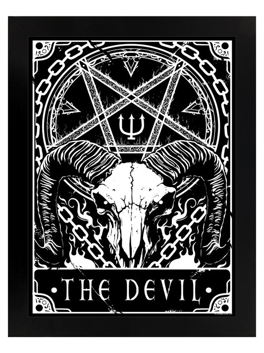 Deadly Tarot - The Devil Black Wooden Framed Print