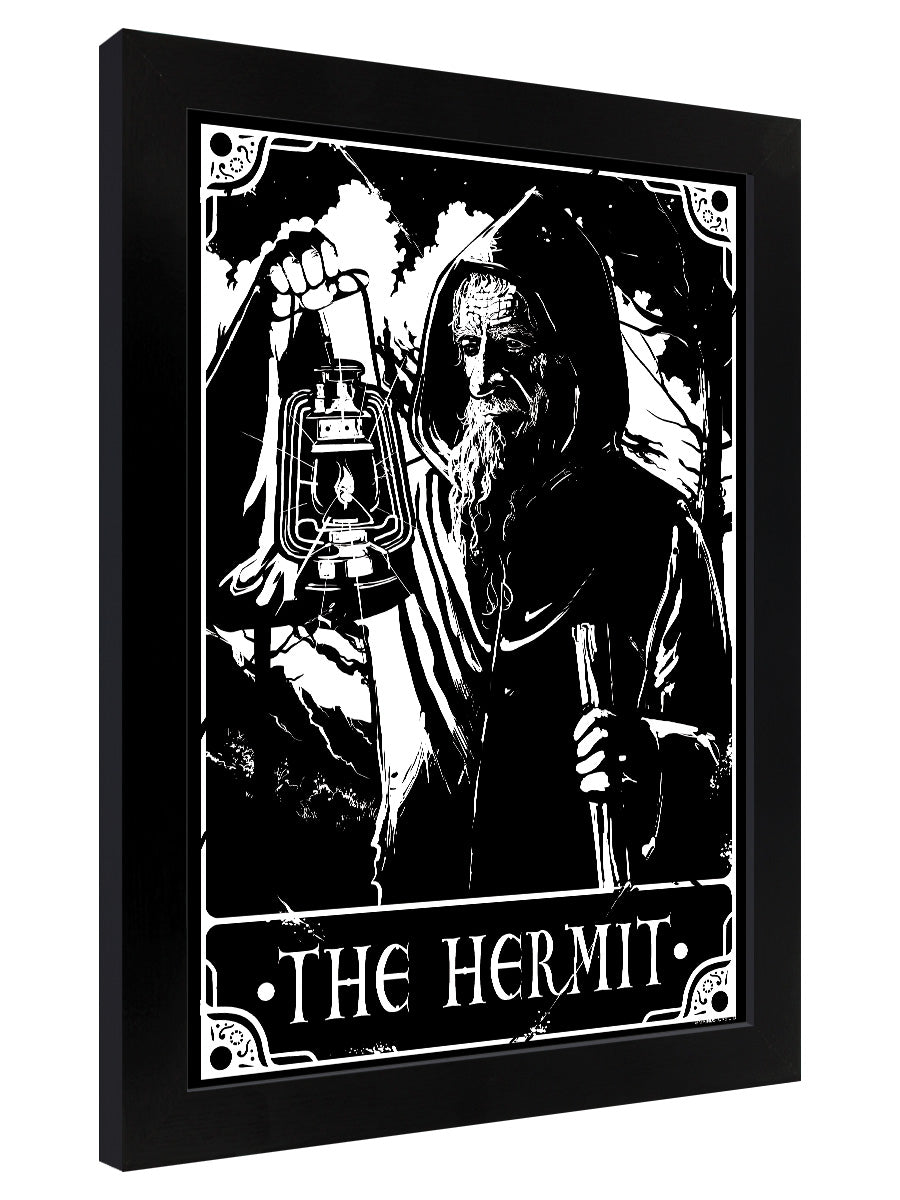 Deadly Tarot - The Hermit Black Wooden Framed Print