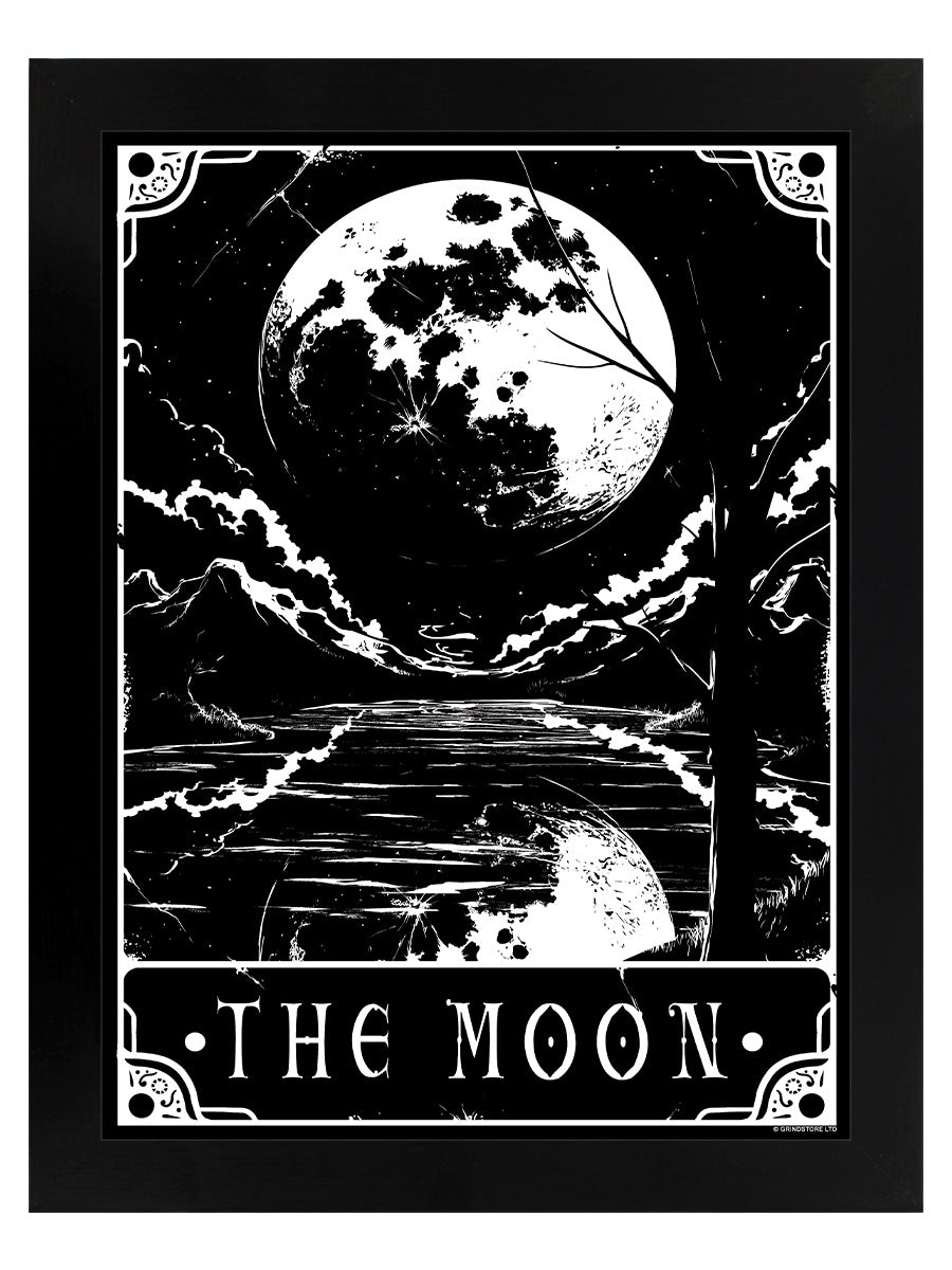 Deadly Tarot - The Moon Black Wooden Framed Print