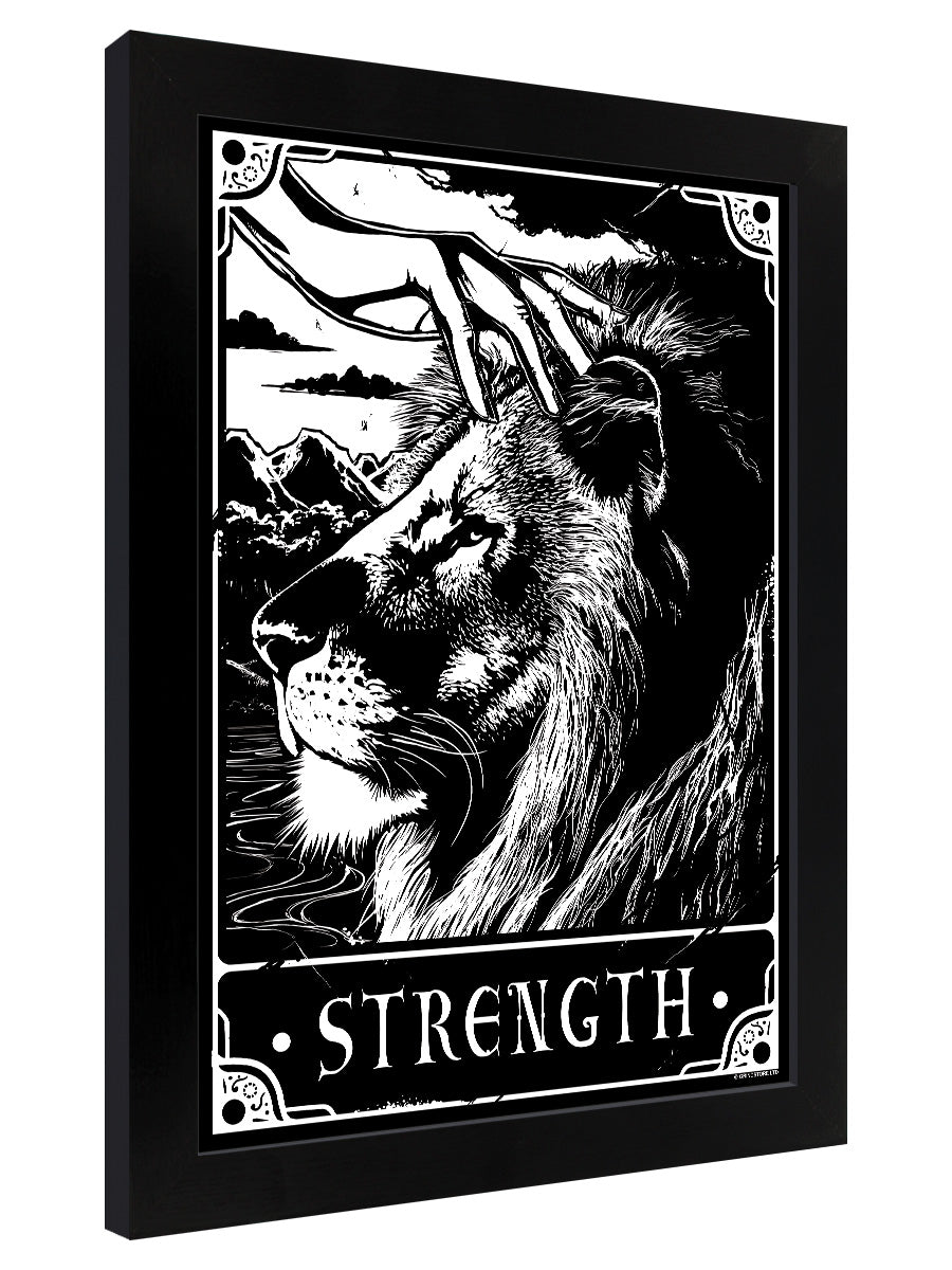 Deadly Tarot - Strength Black Wooden Framed Print