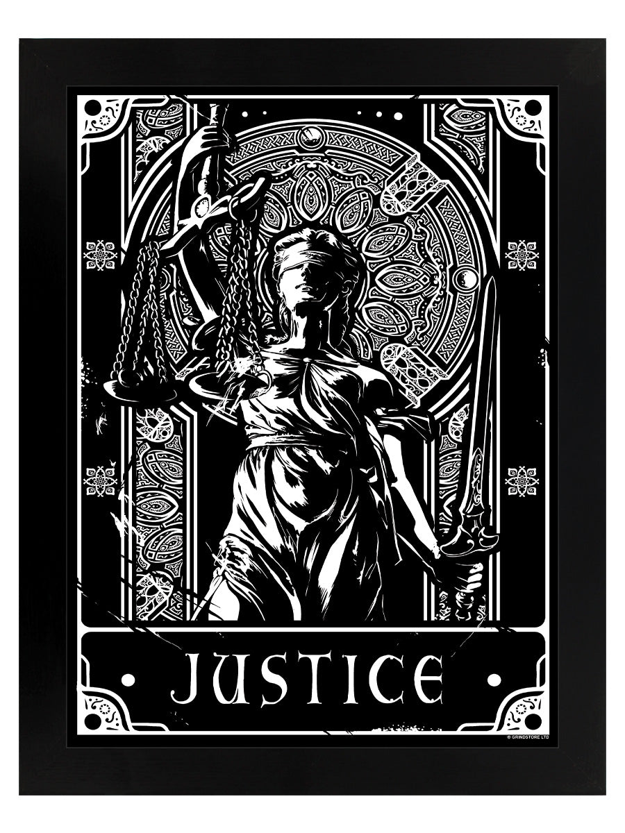 Deadly Tarot - Justice Black Wooden Framed Print
