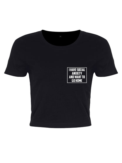 Social Anxiety Ladies Black Crop Top