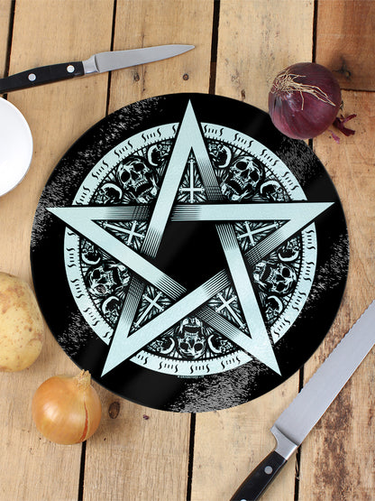 Pentagram Star Circular Glass Chopping Board