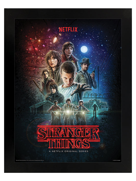 Stranger Things One Sheet Black Wooden Framed Poster