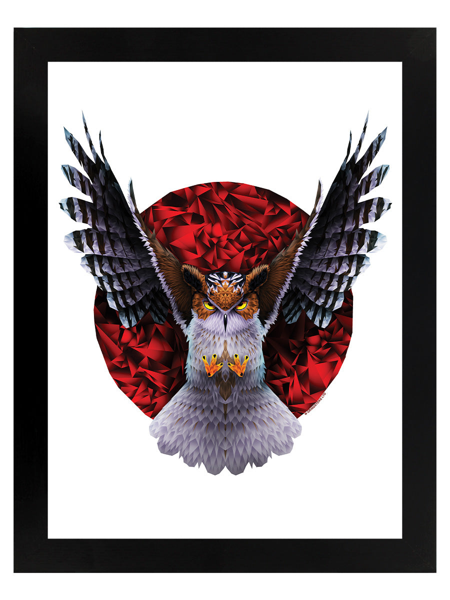 Unorthodox Collective Geometric Owl Black Wooden Framed Print
