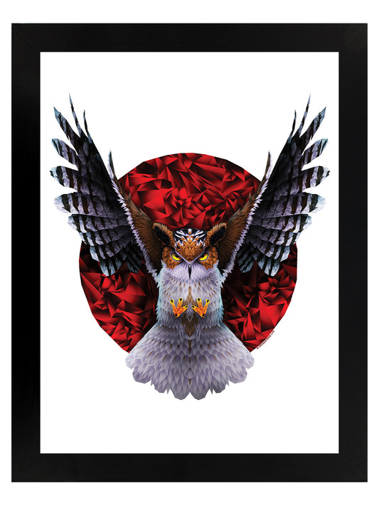 Unorthodox Collective Geometric Owl Black Wooden Framed Print