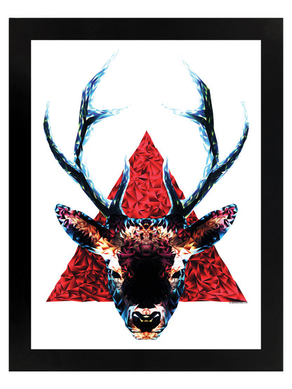 Unorthodox Collective Geometric Stag Black Wooden Framed Print