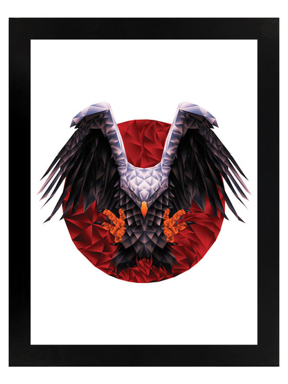 Unorthodox Collective Geometric Eagle Black Wooden Framed Print
