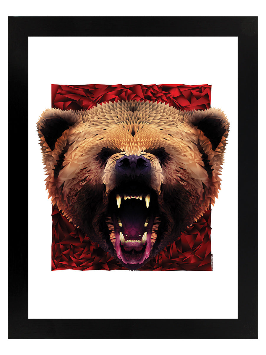 Unorthodox Collective Geometric Bear Black Wooden Framed Print