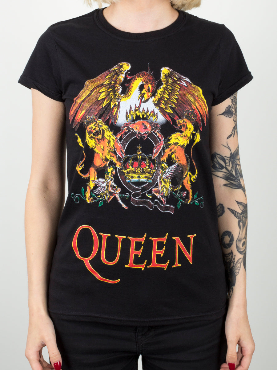 Queen Classic Crest ladies Black T-Shirt – Grindstore