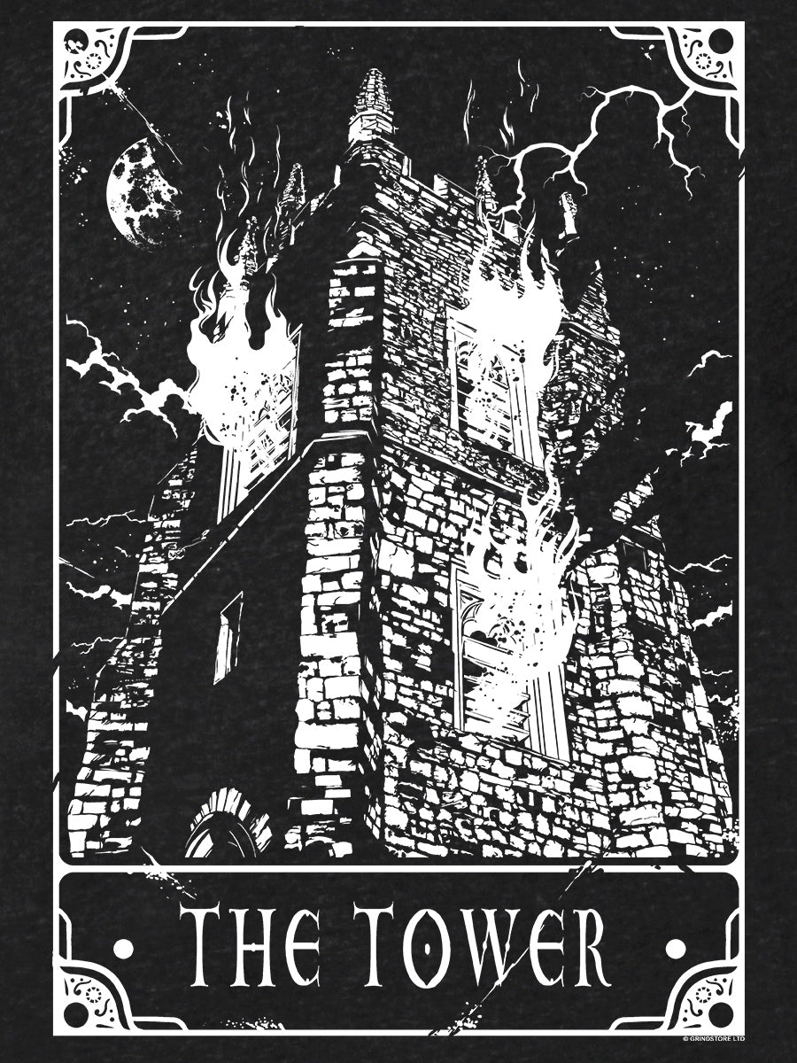 Deadly Tarot - The Tower Men's Heather Black Denim T-Shirt