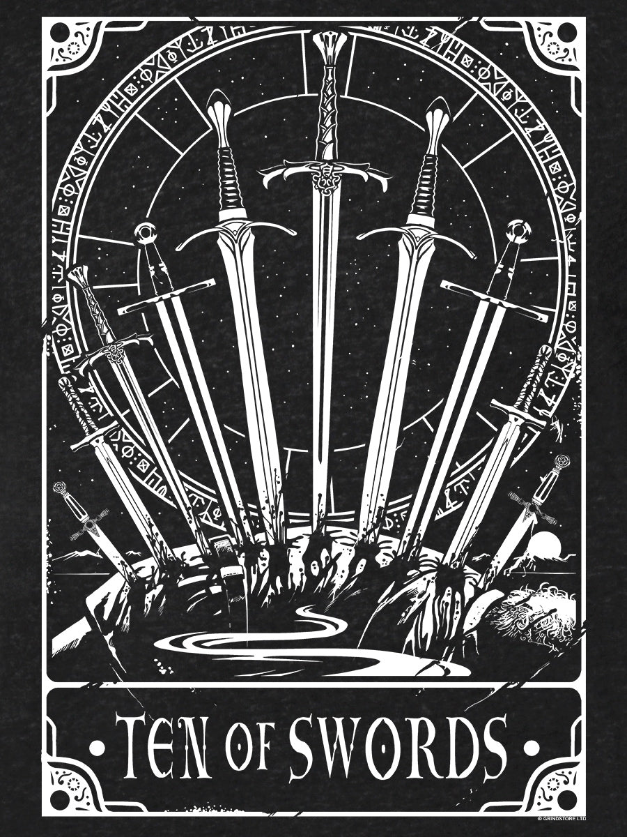 Deadly Tarot - Ten Of Swords Men's Heather Black Denim T-Shirt
