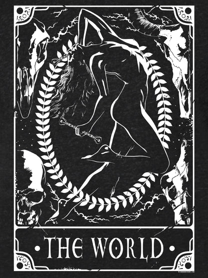 Deadly Tarot - The World Men's Heather Black Denim T-Shirt