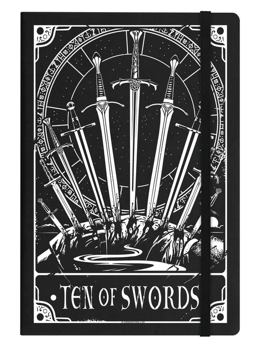 Deadly Tarot - Ten Of Swords Black A5 Hard Cover Notebook