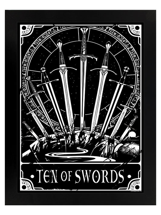 Deadly Tarot - Ten Of Swords Black Wooden Framed Print