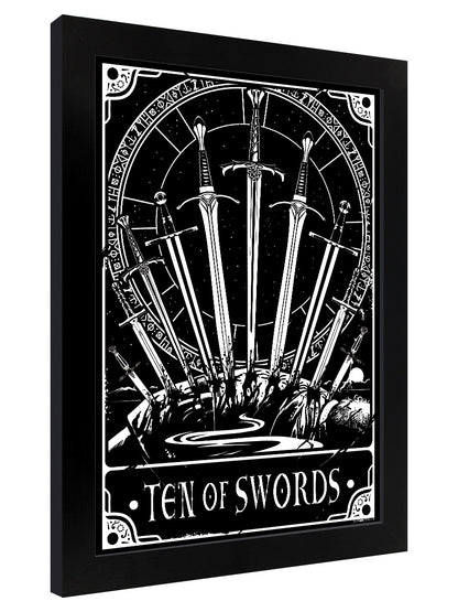 Deadly Tarot - Ten Of Swords Black Wooden Framed Print