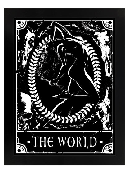 Deadly Tarot - The World Black Wooden Framed Print