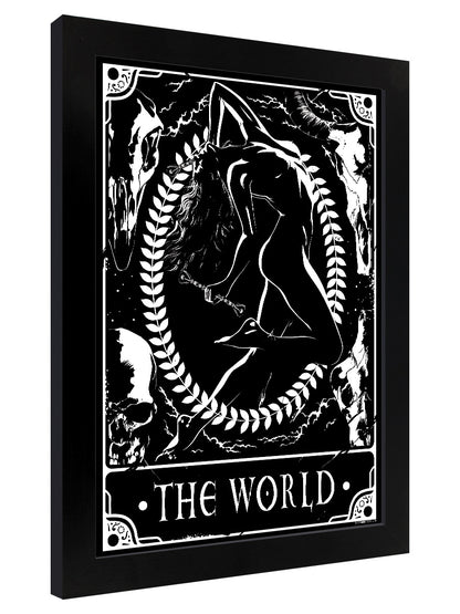 Deadly Tarot - The World Black Wooden Framed Print