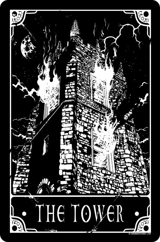 Deadly Tarot - The Tower Greet Tin Card