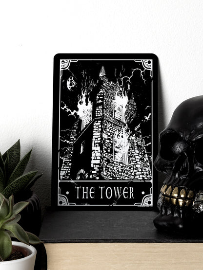 Deadly Tarot - The Tower Greet Tin Card