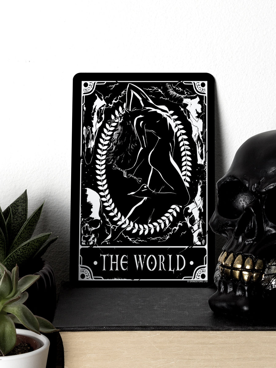 Deadly Tarot - The World Greet Tin Card