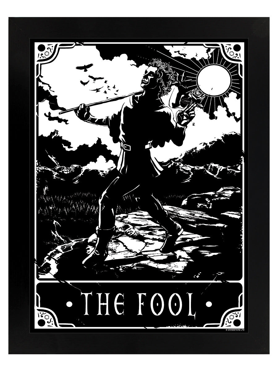 Deadly Tarot - The Fool Black Wooden Framed Print