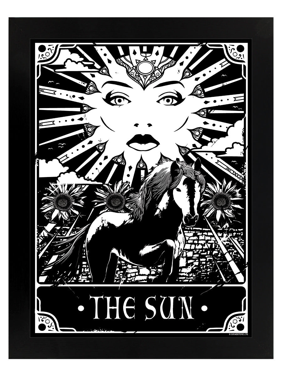 Deadly Tarot - The Sun Black Wooden Framed Print