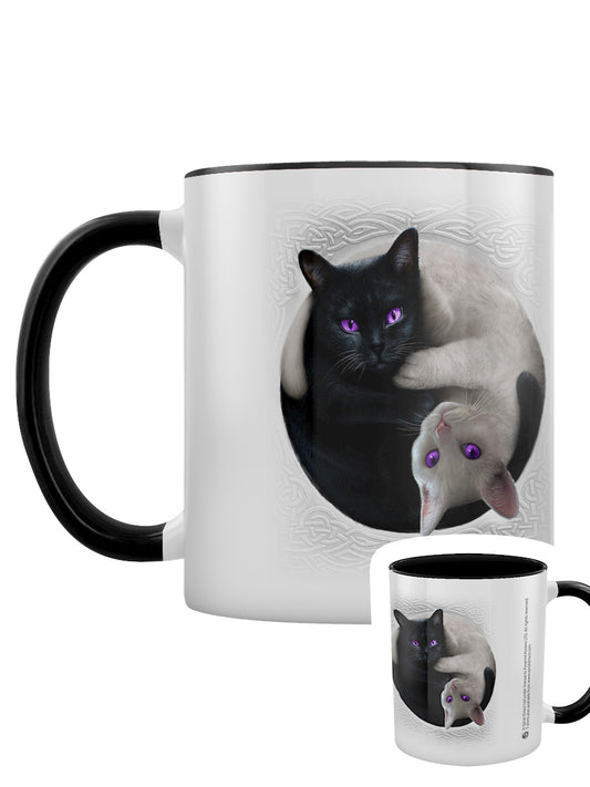 Spiral Yin Yang Cats Black Coloured Inner Mug