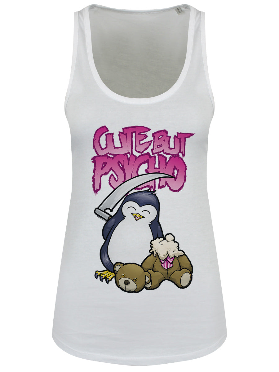 Psycho Penguin Cute But Psycho Ladies White Floaty Tank