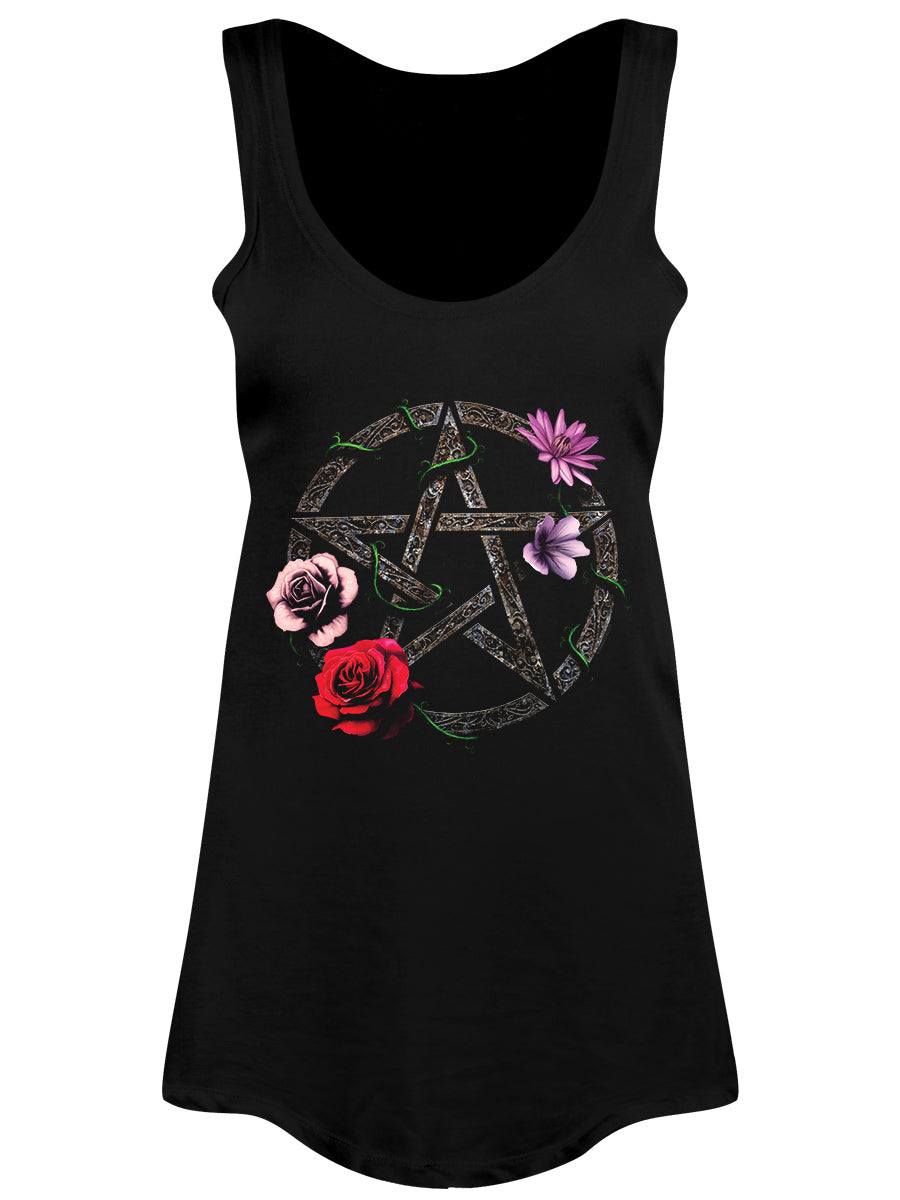 Requiem Collective Floral Pentagram Ladies Black Floaty Vest