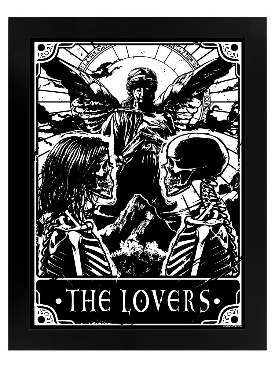 Deadly Tarot The Lovers Black Wooden Framed Print