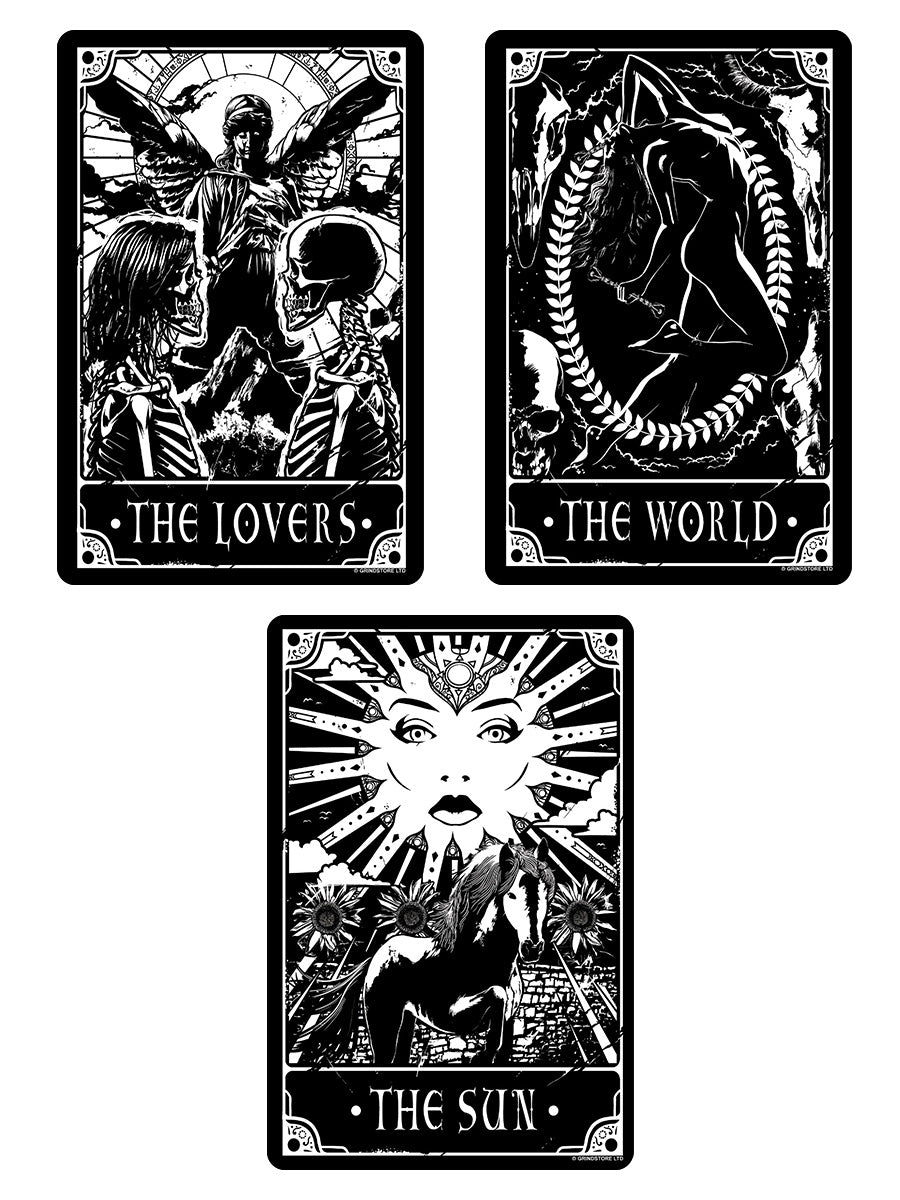 Deadly Tarot - The World, The Sun & The Lovers Greet Tin Card Set