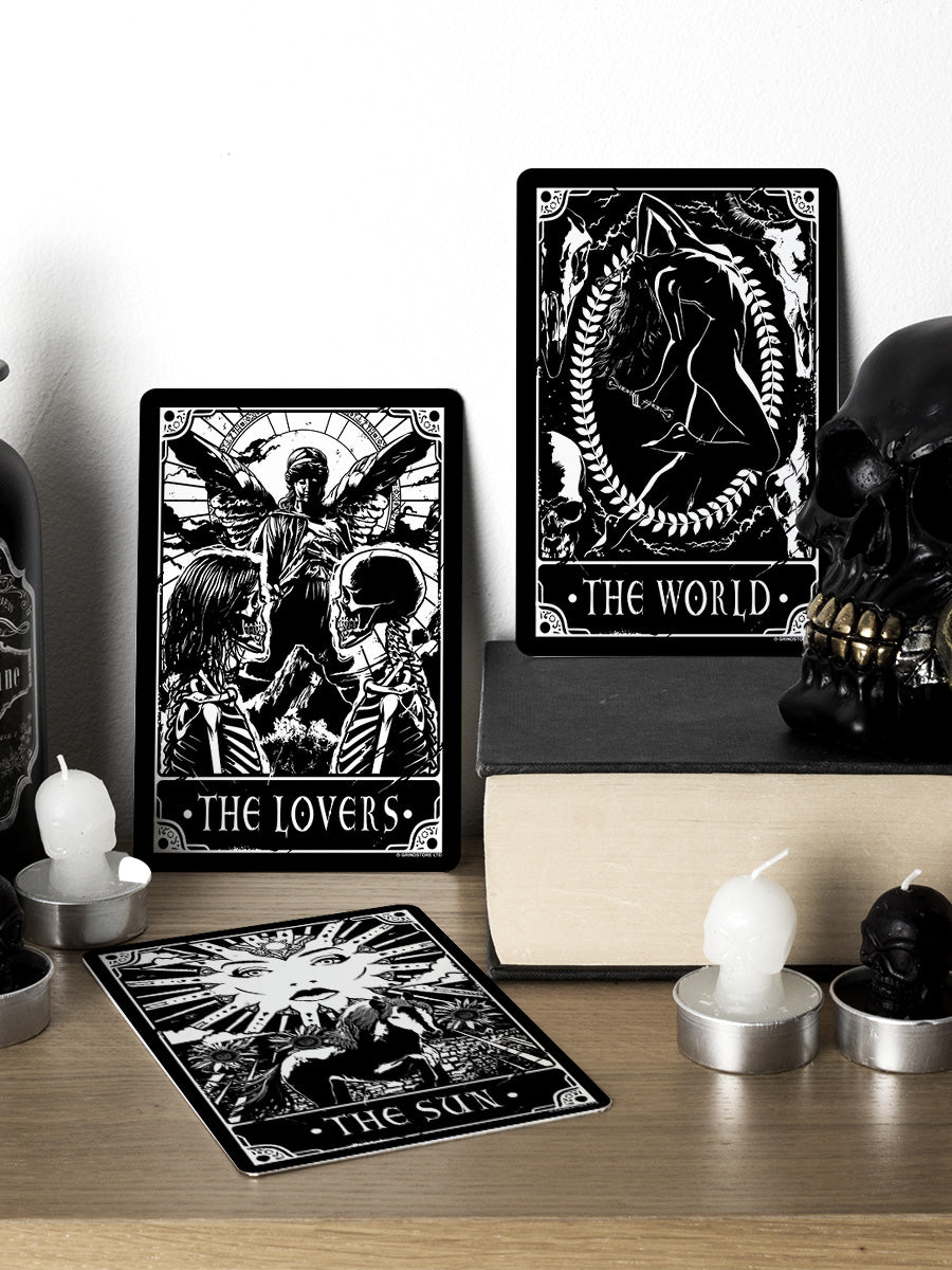 Deadly Tarot - The World, The Sun & The Lovers Greet Tin Card Set
