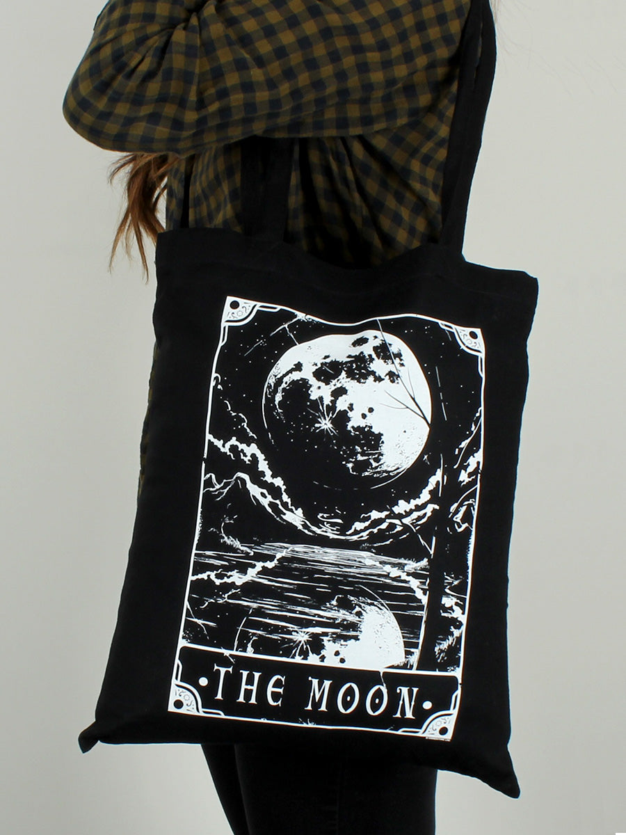Deadly Tarot - The Moon Black Tote Bag