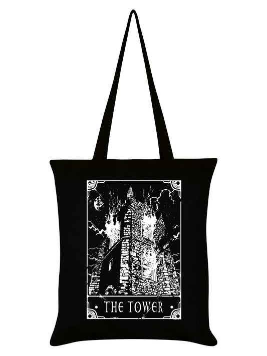 Deadly Tarot - The Tower Black Tote Bag