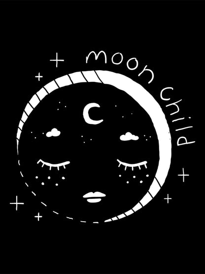 Celestial Moon Child Black Tote Bag